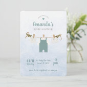 Simple Blue Baby Boy Shower Invitation Einladung (Stehend Vorderseite)