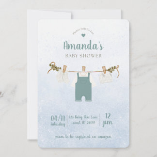 Simple Blue Baby Boy Shower Invitation Einladung