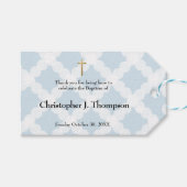 Simple Blue Baby Boy Taufe Gefallen Vielen Dank Geschenkanhänger (Vorderseite (Horizontal))