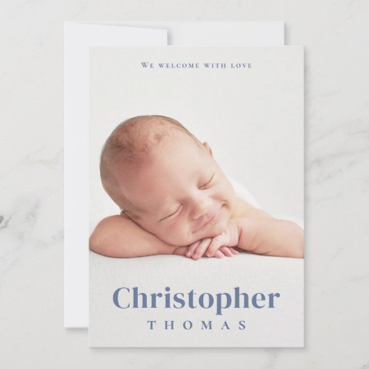 Simple Blue Baby Minimalistisch Minimal Classic Ni Ankündigung (Vorderseite)