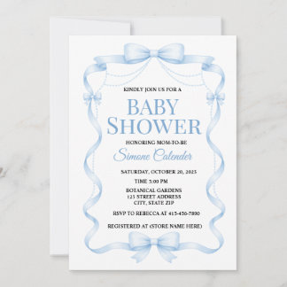 Simple Blue Baby Shower Invitation Einladung