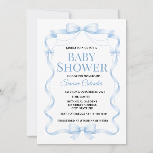 Simple Blue Baby Shower Invitation Einladung (Vorderseite)