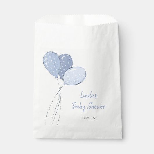 Simple Blue Balloon Baby Dusche Geschenktütchen (Vorderseite)
