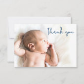 Simple Blue Baptisse Baby Foto Dankeschön Karte (Vorderseite)