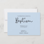 Simple Blue Baptisse Baby Foto Dankeschön Karte (Rückseite)
