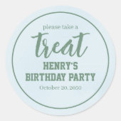 Simple Blue Birthday Minimalistisch Whimsical Leck Runder Aufkleber (Vorderseite)