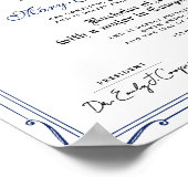 Simple Blue Black School Grad Authentic Diploma Poster (Ecke)