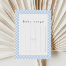 Simple Blue Bow Baby Bingo Game Card