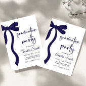 Simple  Blue Bow graduation party invitation Einladung