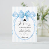 Simple Blue bow  graduation thank you message Dankeskarte (Stehend Vorderseite)