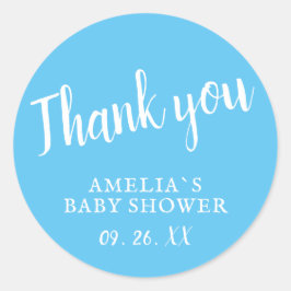 Simple Blue Boy Baby Dusche Danke Sticker