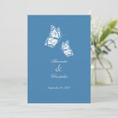 Simple Blue Butterflies Hochzeitserklärung Einladung (Stehend Vorderseite)