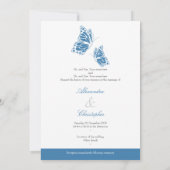 Simple Blue Butterflies Hochzeitserklärung Einladung (Rückseite)