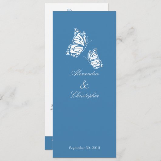 Simple Blue Butterflies Hochzeitserklärung Einladung (Vorne/Hinten)