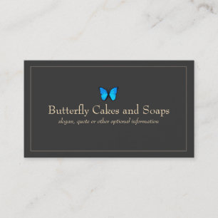 Simple Blue Butterfly Black Visitenkarte