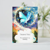Simple Blue Butterfly Geburtstag Dankeskarte (Stehend Vorderseite)