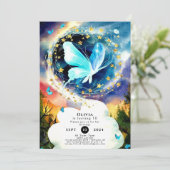 Simple Blue Butterfly Geburtstag Einladung (Stehend Vorderseite)