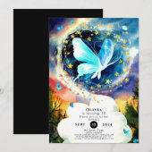 Simple Blue Butterfly Geburtstag Einladung (Vorne/Hinten)