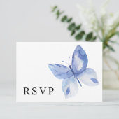 Simple Blue Butterfly Watercolor RSVP Karte (Stehend Vorderseite)