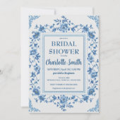 Simple Blue Chinoiserie Brautparty Save The Date (Vorderseite)