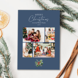 Simple Blue Christmas Foto Collage mit Grün Feiertagskarte