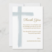 Simple Blue Cross Baptism  Dankeskarte (Vorderseite)