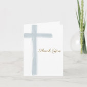 Simple Blue Cross First Holy Communion Folded  Dankeskarte (Vorderseite)
