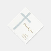 Simple Blue Cross Thank You Baptism  Serviette (Ecke)
