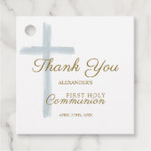 Simple Blue Cross Thank You First Holy Communion Geschenkanhänger (Vorderseite)