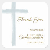 Simple Blue Cross Thank You First Holy Communion Quadratischer Aufkleber (Vorderseite)