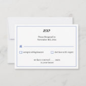 Simple Blue Custom Wedding RSVP Karte (Vorderseite)
