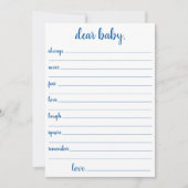 Simple Blue Dear Baby | Cerulean Keepake Card Einladung (Vorderseite)