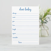 Simple Blue Dear Baby | Cerulean Keepake Card Einladung (Stehend Vorderseite)