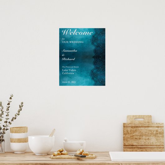 Simple Blue Elegance Wedding Poster (Küche)