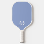Simple Blue Elegant Monogram Pickleball Schläger (Rückseite)