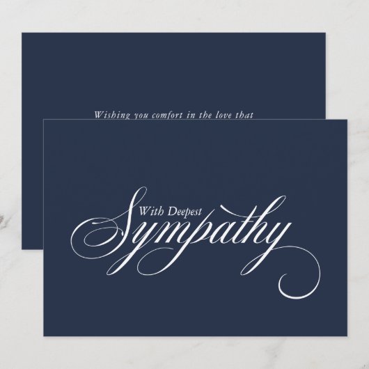 Simple Blue Elegant Script Sympathy Card Ankündigung (Vorne/Hinten)