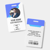 Simple Blue Employee ID Badge Ausweis (Front & Back)