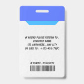 Simple Blue Employee ID Badge Ausweis (Back)