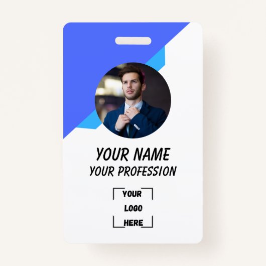 Simple Blue Employee ID Badge Ausweis (Vorderseite)