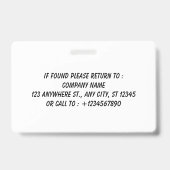 Simple Blue Employee ID Badge Ausweis (Back)