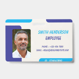 Simple Blue Employee ID Badge Ausweis