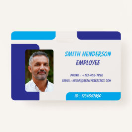Simple Blue Employee ID Badge Ausweis