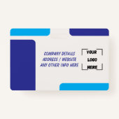 Simple Blue Employee ID Badge Ausweis (Rückseite)