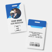 Simple Blue Employee ID Badge Ausweis (Front & Back)