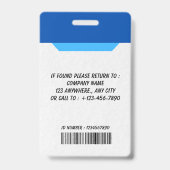 Simple Blue Employee ID Badge Ausweis (Back)