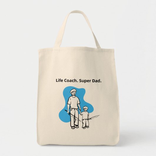 Simple Blue Father Son Coach Illustration Art Tragetasche (Vorne)