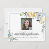 Simple Blue Floral Foto Beerdigung Danke (Vorderseite)
