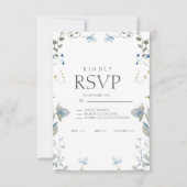 Simple Blue Floral RSVP Card (Vorderseite)