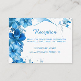 Simple Blue Floral Wedding ReceptionEnclosure Card Begleitkarte