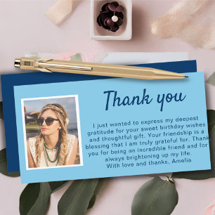 Simple Blue Foto Birthday Dankeskarte